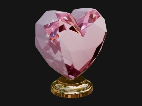Faceted Crystal Heart Statue Design 2 - 3D Print Model 3D Druckmodell