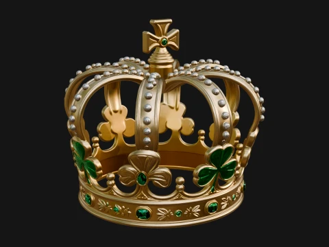 Shamrock Jeweled Crown Ornament Design 3 - 3D Print Model Modello di stampa 3D