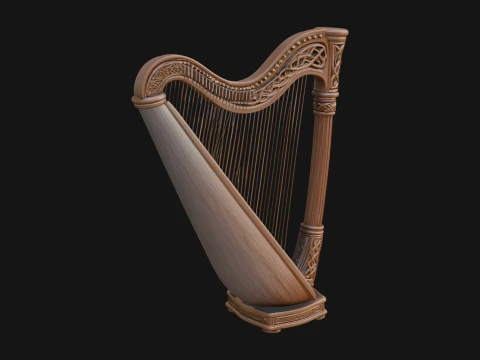 Celtic Carved Irish Harp Model Design 3 - 3D Print Model 3D printmodel