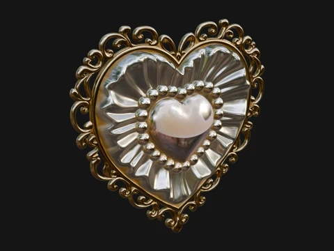 Pearl Centered Heart Frame Ornament Design 1 - 3D Print Model 3D printmodel