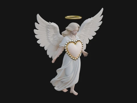 Angel Holding Heart Statue Design 2 - 3D Print Model 3D Print Model
