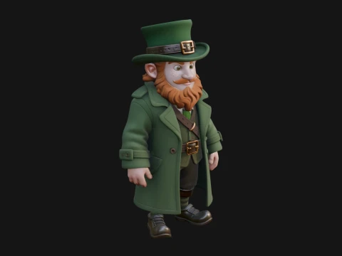 Green Coat Leprechaun Statue Design 2 - 3D Print Model Modelo de impresión 3D
