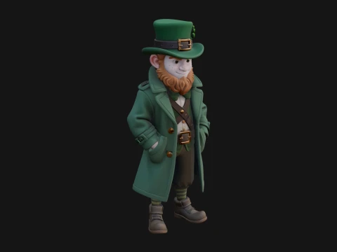 Green Coat Leprechaun Statue Design 3 - 3D Print Model Modelo de Impressão 3D