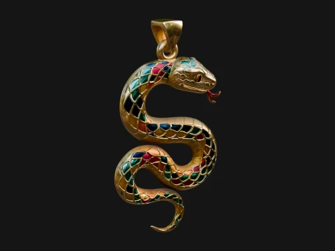 Coiled Enamel Snake Pendant Design 1 - 3D Print Model 3D Print Model