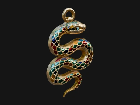 Coiled Enamel Snake Pendant Design 2 - 3D Print Model 3D Print Model