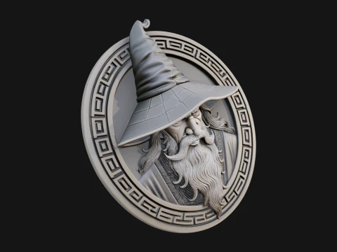 Wizard Hat Oval Relief Plaque Design 1 - 3D Print Model 3D Print Model