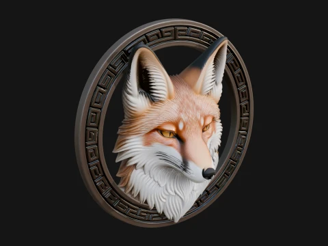 Fox Head Oval Relief Plaque Design 3 - 3D Print Model 3D 프린트 모델