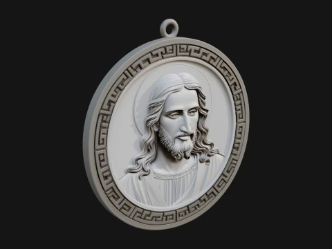 Long Haired Christ Oval Plaque Design 2 - 3D Print Model Model do druku 3D