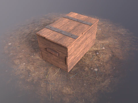 Wooden Chest Crate Low poly 3D Game Ready Low-poly Low-poly 3D Model