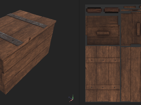 Wooden Chest Crate Low poly 3D Game Ready Low-poly Low-poly 3D Model