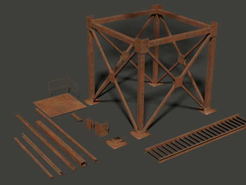 Metal Construction rusted Low-poly 3D Модель