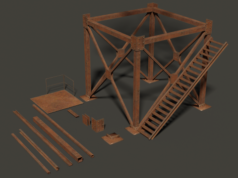 Metal Construction rusted Low-poly 3D Model