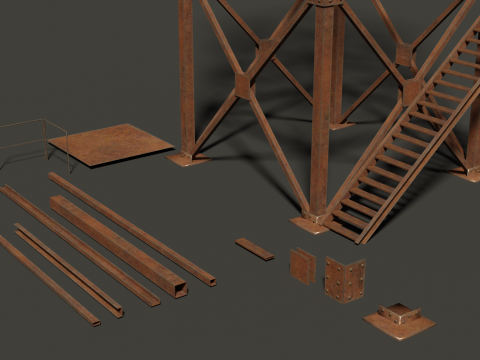 Metal Construction rusted Low-poly 3D Model