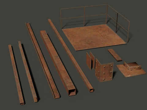 Metal Construction rusted Low-poly 3D Model