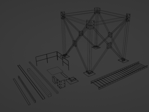 Metal Construction rusted Low-poly 3D Model