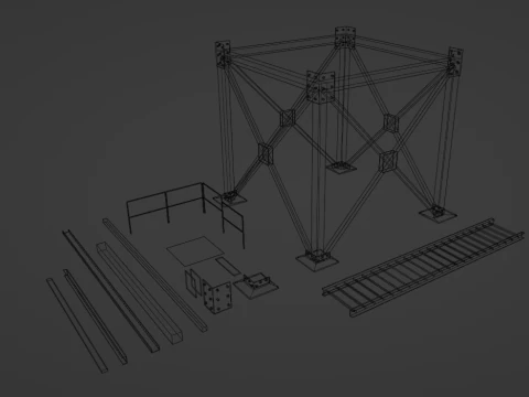 Metal Construction rusted Low-poly 3D Model