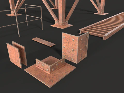 Metal Construction rusted Low-poly 3D Model