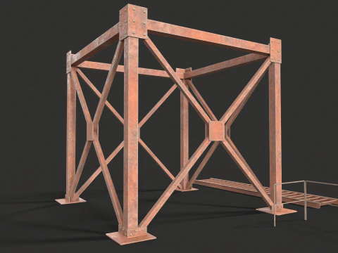 Metal Construction rusted Low-poly 3D Model
