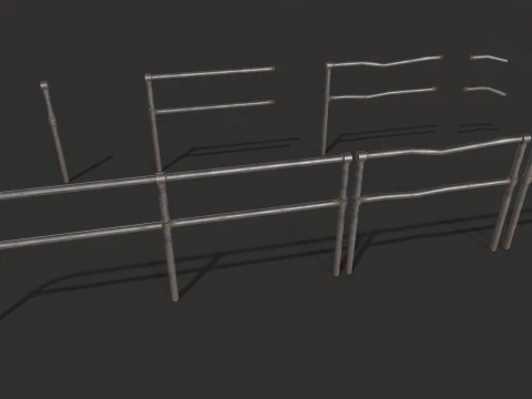 Fence Metal set 3D Model
