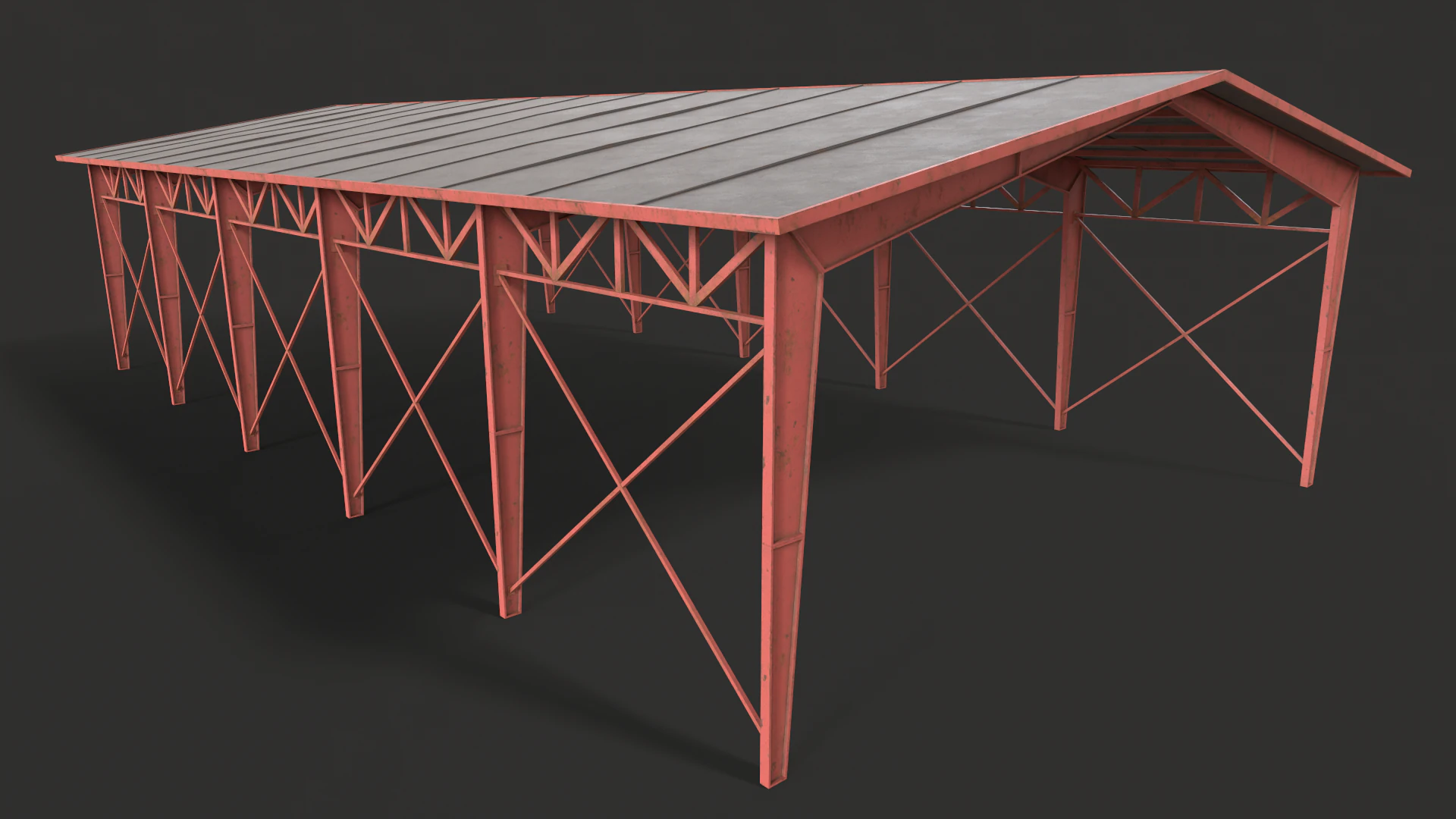 Warehouse Hangar low poly game ready 3D Model .c4d .max .obj .3ds .fbx .stl .blend 
