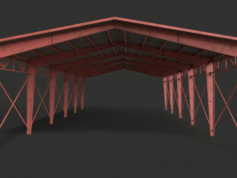 Warehouse Hangar low poly game ready 3D Model