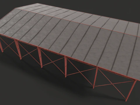 Warehouse Hangar low poly game ready 3D Model