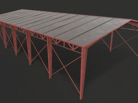 Warehouse Hangar low poly game ready 3D Model