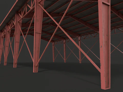 Warehouse Hangar low poly game ready 3D Model