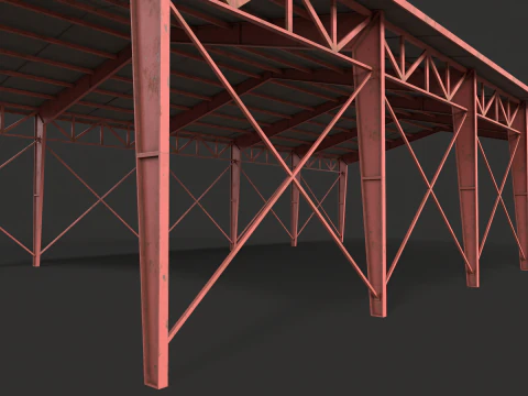 Warehouse Hangar low poly game ready 3D Model