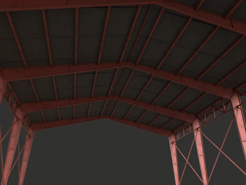 Warehouse Hangar low poly game ready 3D Model