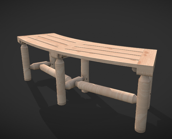 Bench Model 3D .c4d .max .obj .3ds .fbx .stl .blend 