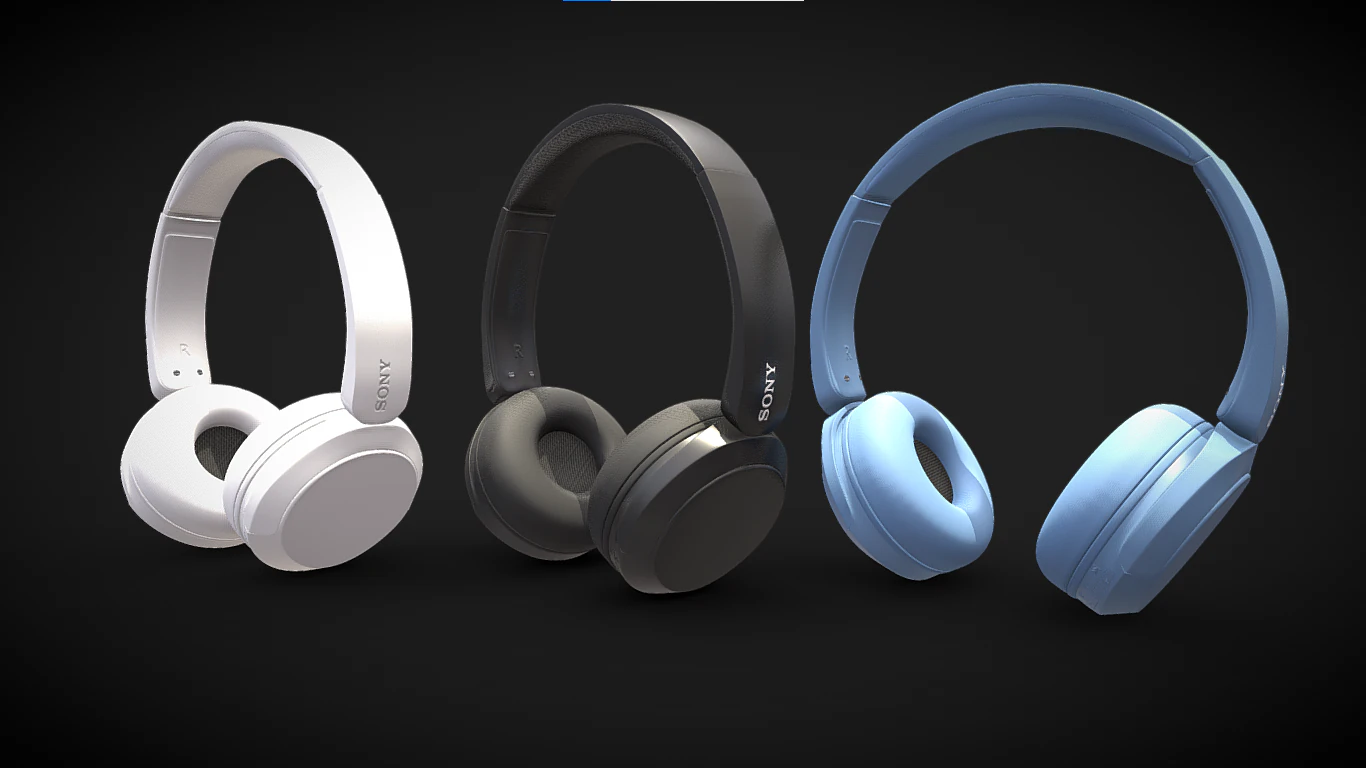 BluetoothHeadphoneSonyWHCH52 3D Model .c4d .max .obj .3ds .fbx .stl .blend 