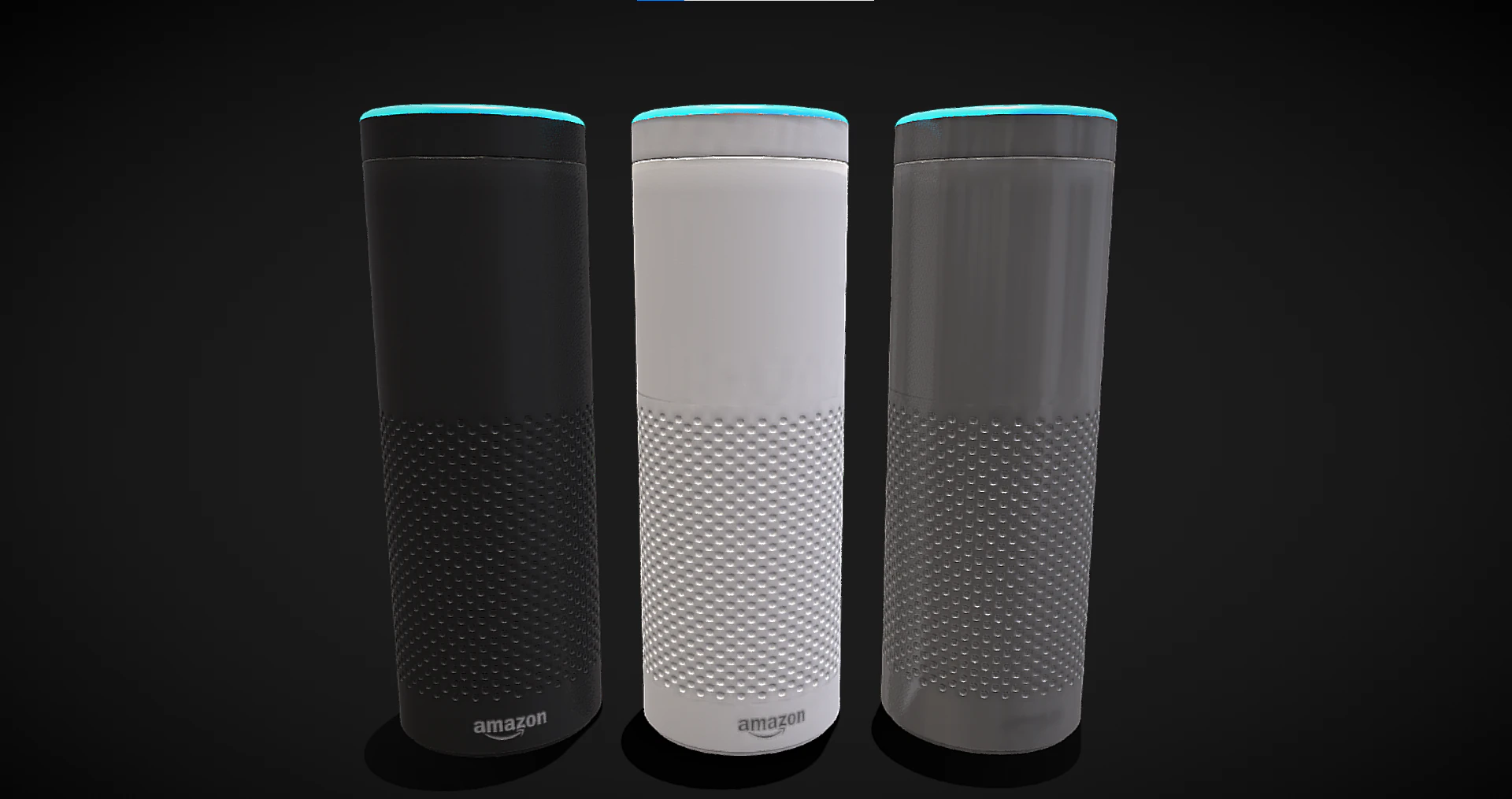Amazon Echo Black White Grey 3D Model .c4d .max .obj .3ds .fbx .stl .blend