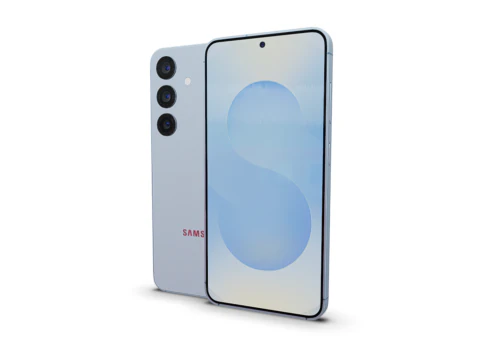 Wysokiej jakości smartfon Samsung Galaxy S25 w kolorze srebrnym Model 3D