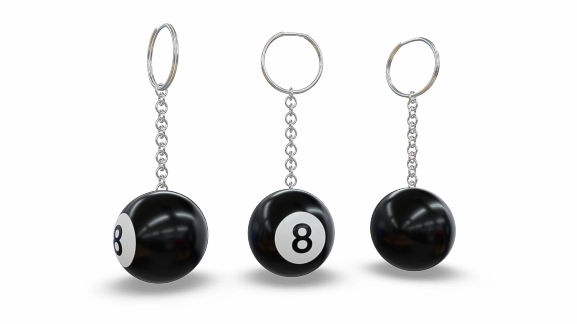 8 Ball Keychain 3D Model .c4d .max .obj .3ds .fbx .stl .blend 