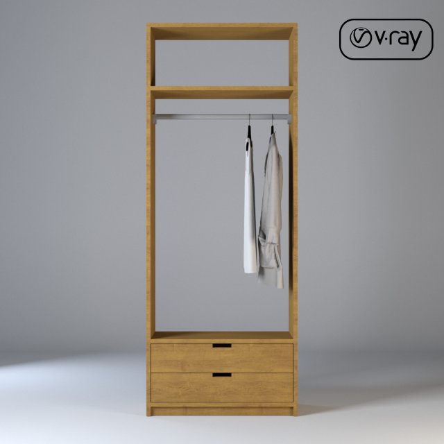 Wooden wardrobe 3D Model .c4d .max .obj .3ds .fbx .stl .blend 