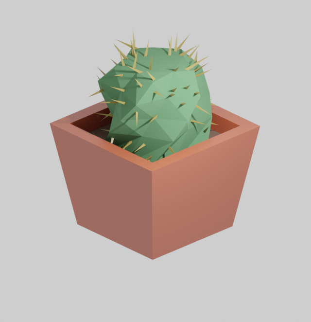 Square pot with a cactus lowpoly 3D Модель .c4d .max .obj .3ds .fbx .stl .blend 