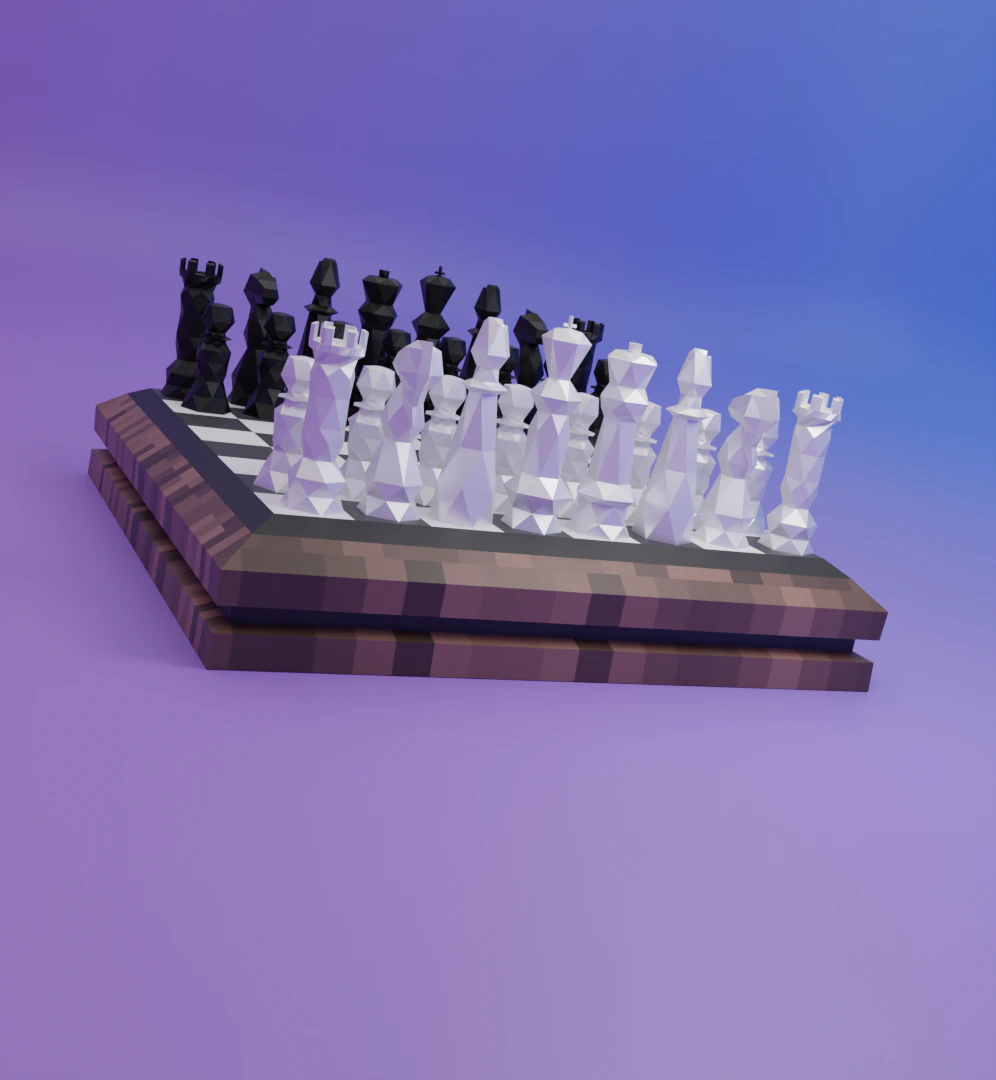 Minimalist lowpoly chess pieces 3D Print Model .c4d .max .obj .3ds .fbx .stl .blend 