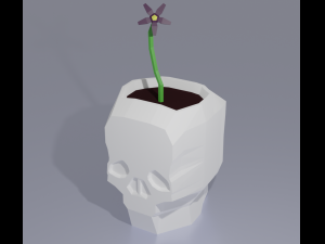 Lowpoly skull shaped flowerpot 3D 모델