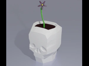 Lowpoly kafatası şeklinde saksı 3D Model