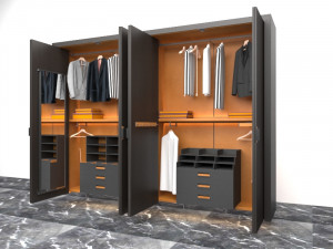 Modern style solid wood wardrobe - 3D Model