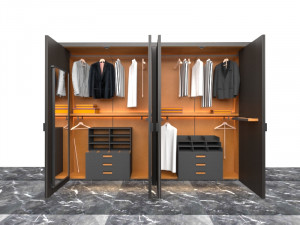 Modern style solid wood wardrobe - 3D Model