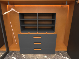 Modern style solid wood wardrobe - 3D Model