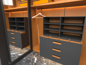 Modern style solid wood wardrobe - 3D Model
