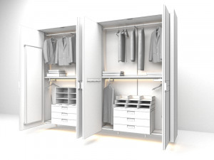 Modern style solid wood wardrobe - 3D Model