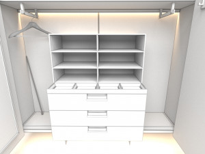 Modern style solid wood wardrobe - 3D Model