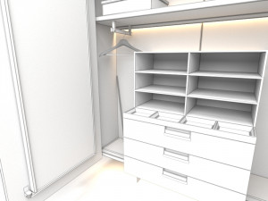 Modern style solid wood wardrobe - 3D Model