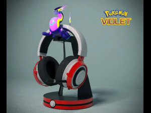 Kopfh&ouml;rerst&auml;nder Pokemon violett MIRAIDON 3D Druckmodell