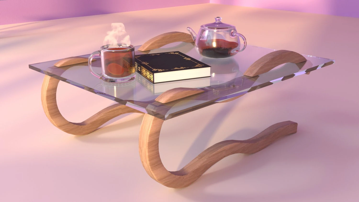 Mini glass table 3D Model .c4d .max .obj .3ds .fbx .stl .blend 