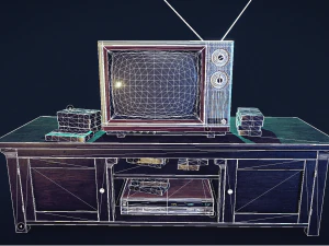 TV Set 80s Asset Low-poly 3D Model